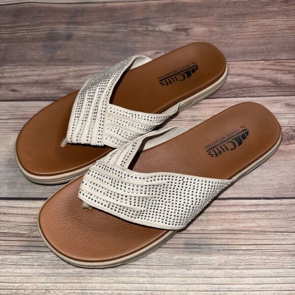 Cliffs By White Mountain Rhinestone White Sandals Size 7.5 - Picture 1 of 5